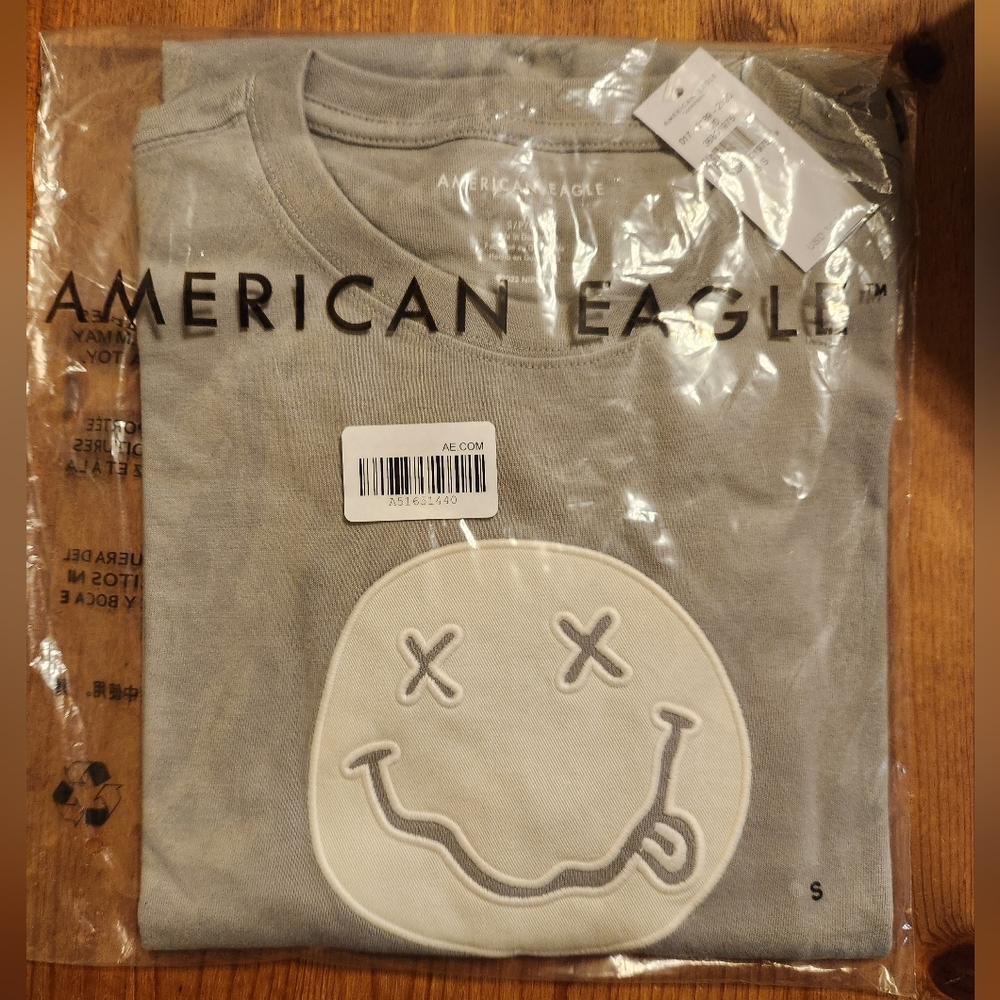American Eagle Men's Nirvana Long Sleeve Gray T-Shirt